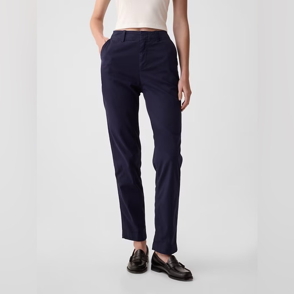 GAP Mid Rise Downtown Khakis - Navy Blue Straight Leg Pants
